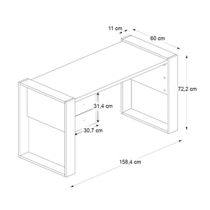 Γραφείο εργασίας Fernando  χρώμα λευκό 158,4x60x72,2εκ.