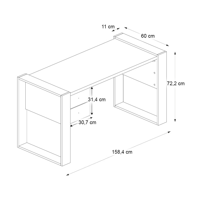 Γραφείο εργασίας Fernando  χρώμα λευκό - καρυδί 158,4x60x72,2εκ. - Pakobazaar