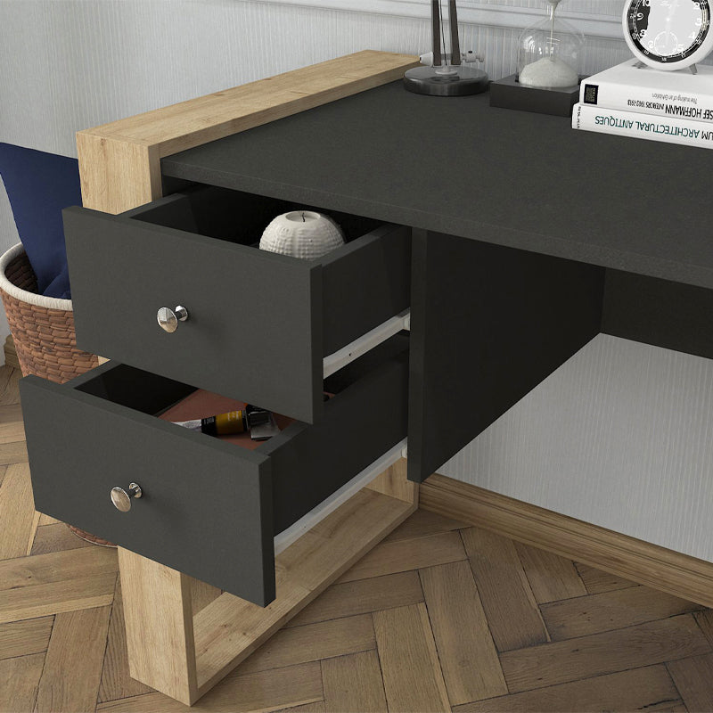 Γραφείο εργασίας Fernando  χρώμα ανθρακί - sapphire oak 158,4x60x72,2εκ.