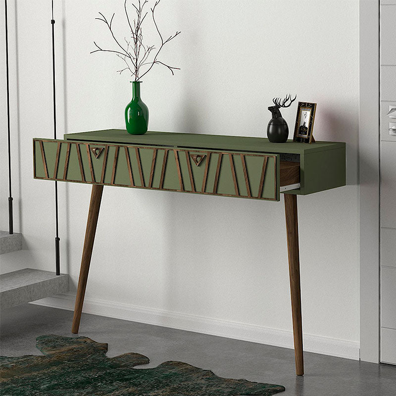 Κονσόλα επιτοίχια Forest  χρώμα λαδί - καρυδί 120x35x89,3εκ.