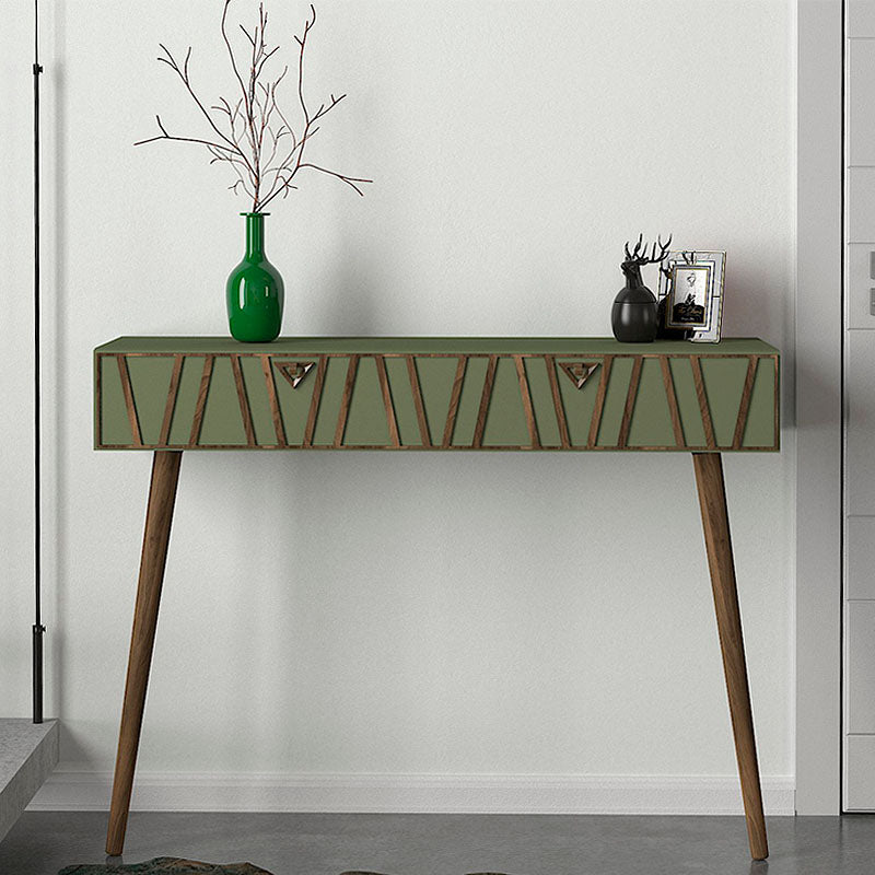 Κονσόλα επιτοίχια Forest  χρώμα λαδί - καρυδί 120x35x89,3εκ.