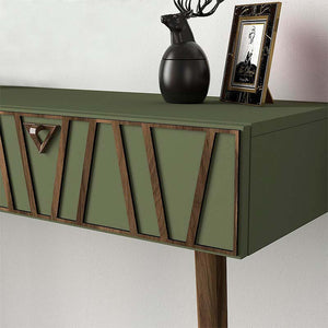 Κονσόλα επιτοίχια Forest  χρώμα λαδί - καρυδί 120x35x89,3εκ.
