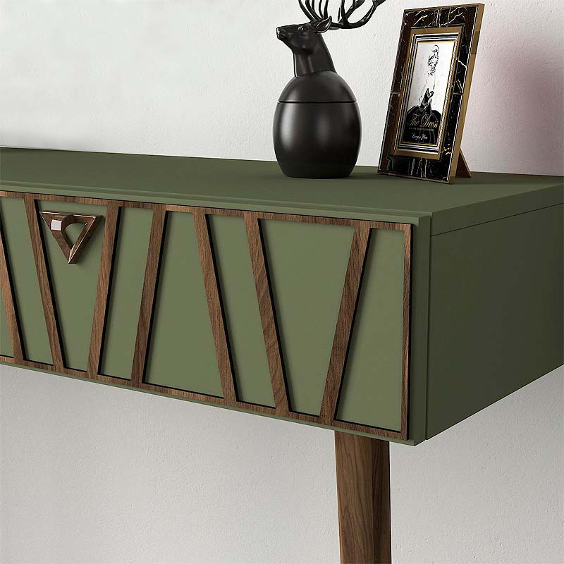 Κονσόλα επιτοίχια Forest  χρώμα λαδί - καρυδί 120x35x89,3εκ.