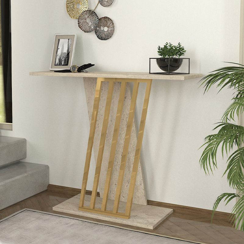Κονσόλα Gravity  χρώμα travertine - χρυσό 90x29,6x76,8εκ. - Pakobazaar