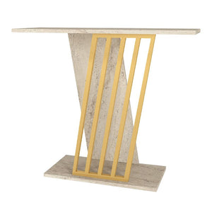 Κονσόλα Gravity  χρώμα travertine - χρυσό 90x29,6x76,8εκ. - Pakobazaar