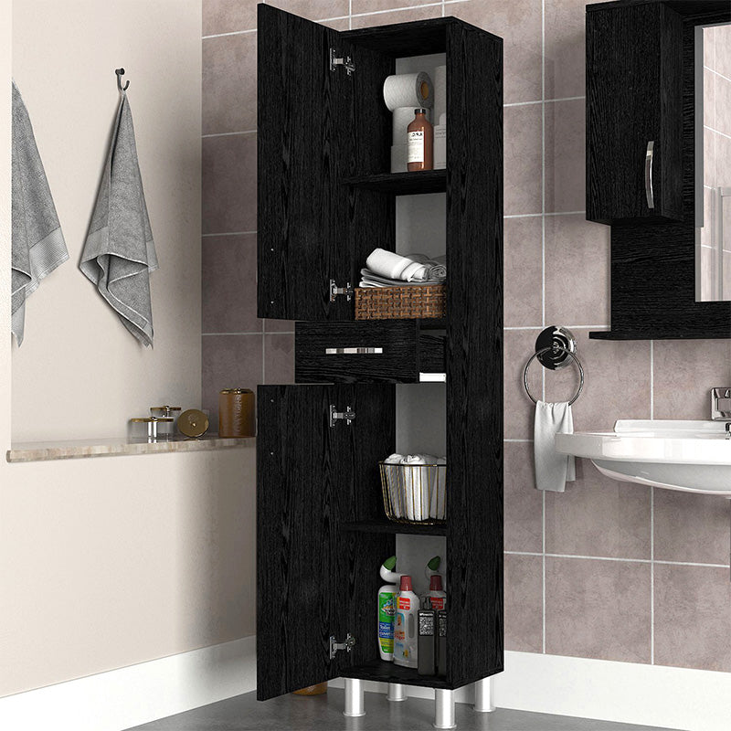 Ντουλάπι κουζίνας - μπάνιου Selina  χρώμα sencron black 35x31x179εκ.