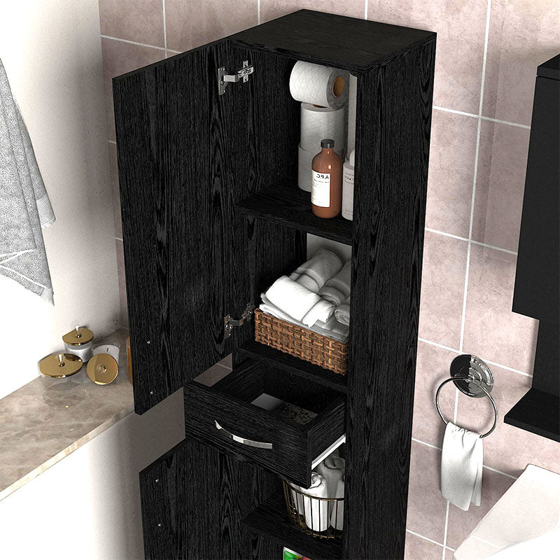 Ντουλάπι κουζίνας - μπάνιου Selina  χρώμα sencron black 35x31x179εκ.