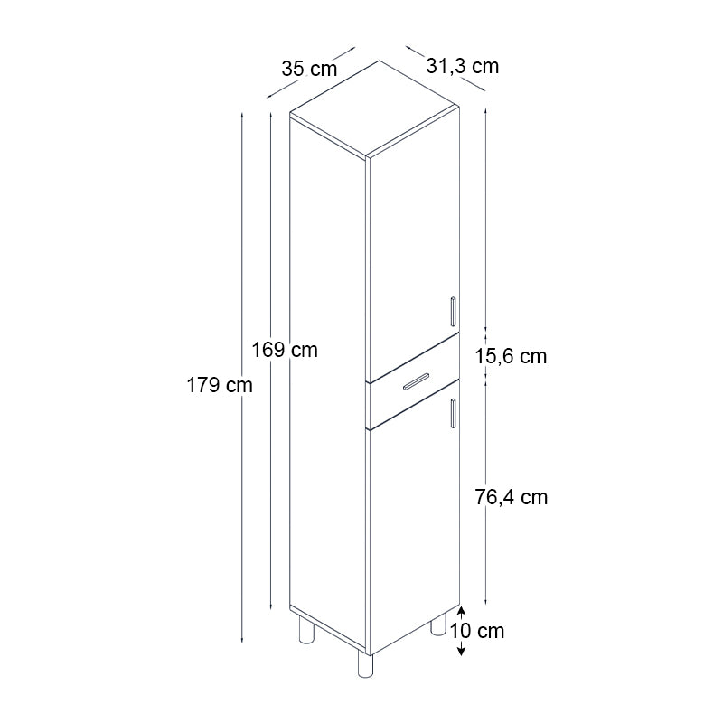 Ντουλάπι κουζίνας - μπάνιου Selina  χρώμα sapphire oak 35x31x179εκ. - Pakobazaar