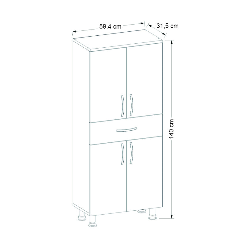 Ντουλάπι κουζίνας - μπάνιου Montana  χρώμα λευκό 59,4x31,5x140εκ. - Pakobazaar