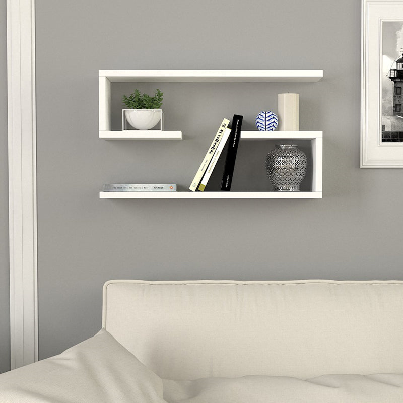 Ραφιέρα τοίχου Jenika  2 τεμαχίων χρώμα λευκό 60x14,5x18εκ. - Pakobazaar