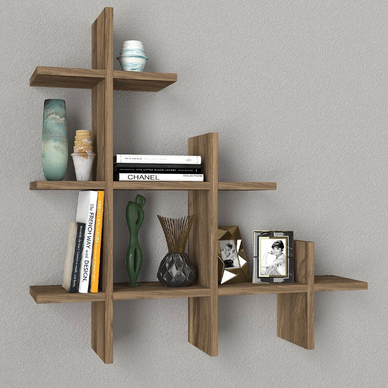 Ραφιέρα τοίχου Juke  χρώμα καρυδί 81,8x18x80εκ. - Pakobazaar