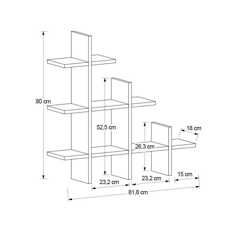 Ραφιέρα τοίχου Juke  χρώμα καρυδί 81,8x18x80εκ. - Pakobazaar
