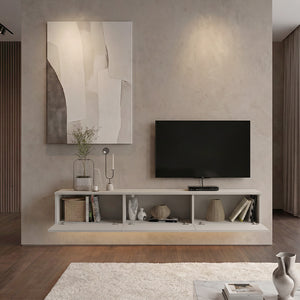 Έπιπλο τηλεόρασης επιτοίχιο Damla  με LED χρώμα sandstone 180x29,5x29,5εκ.