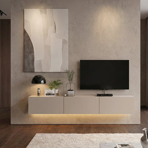 Έπιπλο τηλεόρασης επιτοίχιο Damla  με LED χρώμα sandstone 180x29,5x29,5εκ.