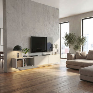 Έπιπλο τηλεόρασης επιτοίχιο Damla  με LED χρώμα sandstone 180x29,5x29,5εκ.
