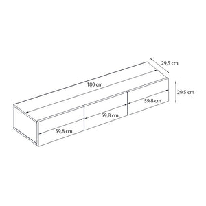 Έπιπλο τηλεόρασης επιτοίχιο Damla  με LED χρώμα sandstone 180x29,5x29,5εκ.