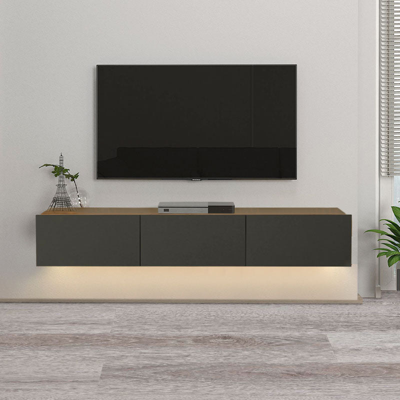 Έπιπλο τηλεόρασης επιτοίχιο Damla  με LED χρώμα sapphire oak - ανθρακί 180x29,5x29,5εκ.