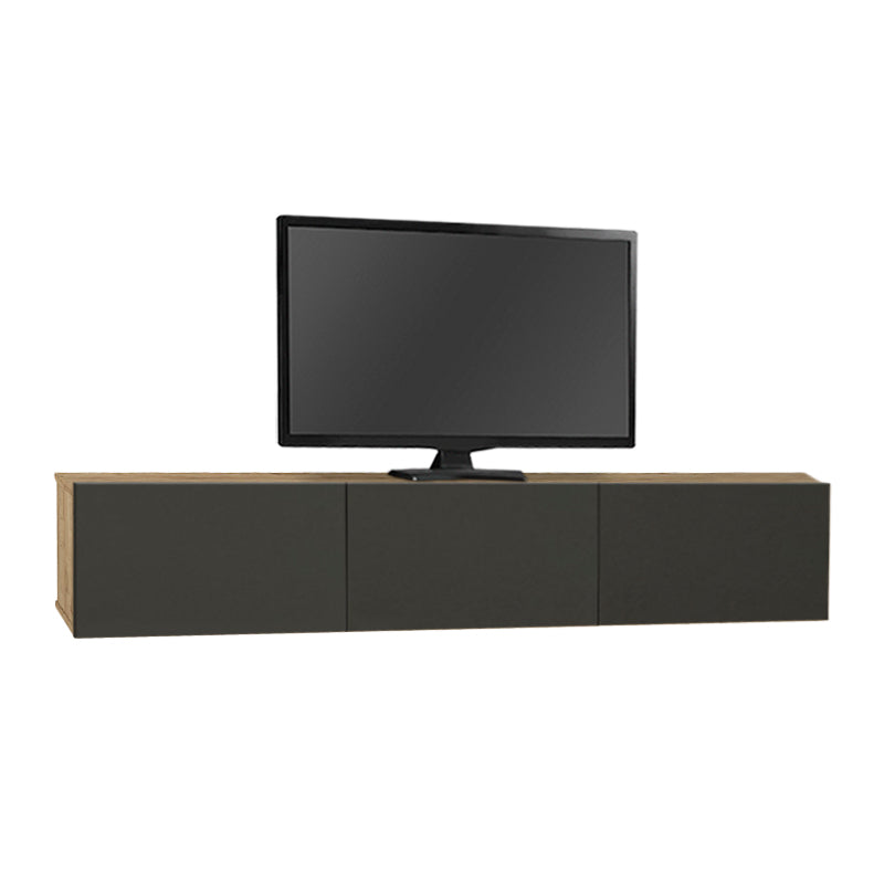 Έπιπλο τηλεόρασης επιτοίχιο Damla  με LED χρώμα sapphire oak - ανθρακί 180x29,5x29,5εκ.