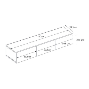 Έπιπλο τηλεόρασης επιτοίχιο Damla  με LED χρώμα sapphire oak - ανθρακί 180x29,5x29,5εκ.