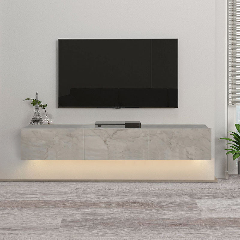 Έπιπλο τηλεόρασης επιτοίχιο Damla  με LED χρώμα λευκό εφέ μαρμάρου 180x29,5x29,5εκ. - Pakobazaar