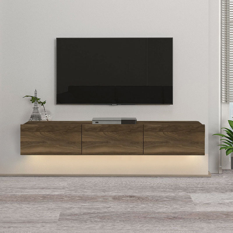 Έπιπλο τηλεόρασης επιτοίχιο Damla  με LED χρώμα καρυδί 180x29,5x29,5εκ.