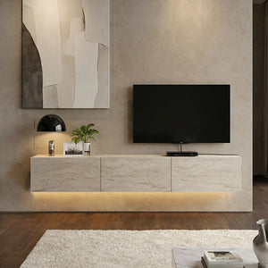 Έπιπλο τηλεόρασης επιτοίχιο Damla  με LED χρώμα travertine 180x29,5x29,5εκ. - Pakobazaar
