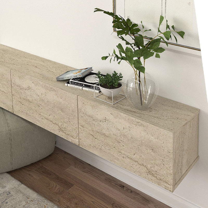 Έπιπλο τηλεόρασης επιτοίχιο Damla  με LED χρώμα travertine 180x29,5x29,5εκ.