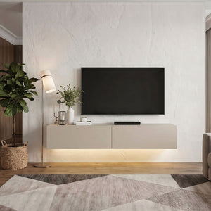 Έπιπλο τηλεόρασης επιτοίχιο Aristo  με LED χρώμα sandstone 135x31,6x25εκ.
