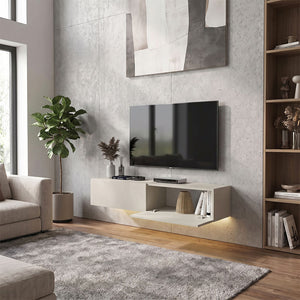 Έπιπλο τηλεόρασης επιτοίχιο Aristo  με LED χρώμα sandstone 135x31,6x25εκ.