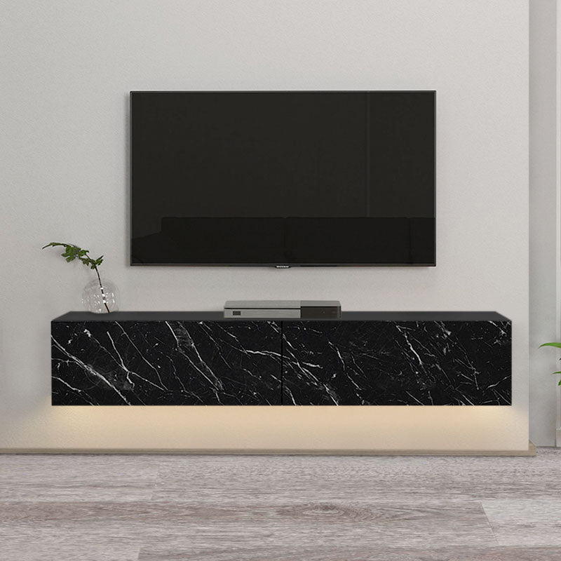 Έπιπλο τηλεόρασης επιτοίχιο Aristo  με LED χρώμα μαύρο - εφέ μαρμάρου 135x31,6x25εκ.