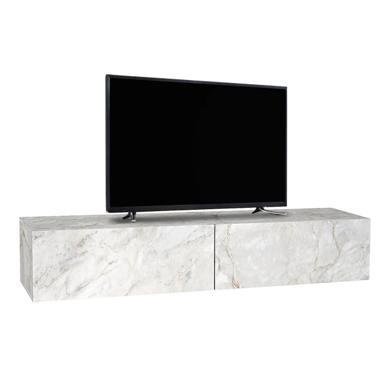 Έπιπλο τηλεόρασης επιτοίχιο Aristo  με LED χρώμα λευκό εφέ μαρμάρου 135x31,6x25εκ. - Pakobazaar