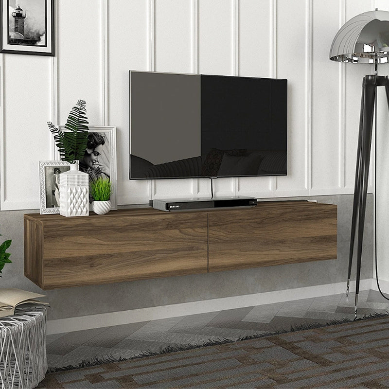 Έπιπλο τηλεόρασης επιτοίχιο Aristo  με LED χρώμα καρυδί 135x31,6x25εκ. - Pakobazaar