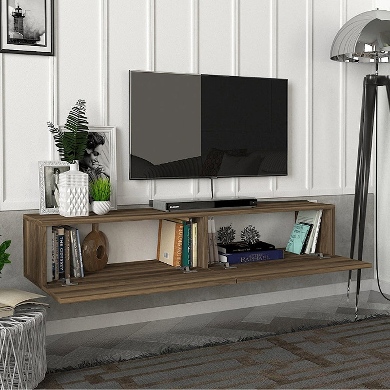 Έπιπλο τηλεόρασης επιτοίχιο Aristo  με LED χρώμα καρυδί 135x31,6x25εκ. - Pakobazaar