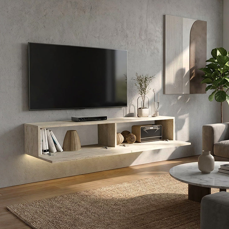 Έπιπλο τηλεόρασης επιτοίχιο Aristo  με LED χρώμα travertine 135x31,6x25εκ. - Pakobazaar