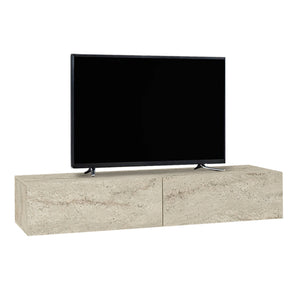 Έπιπλο τηλεόρασης επιτοίχιο Aristo  με LED χρώμα travertine 135x31,6x25εκ. - Pakobazaar