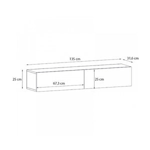 Έπιπλο τηλεόρασης επιτοίχιο Aristo  με LED χρώμα γκρι σκυροδέματος 135x31,6x25εκ.