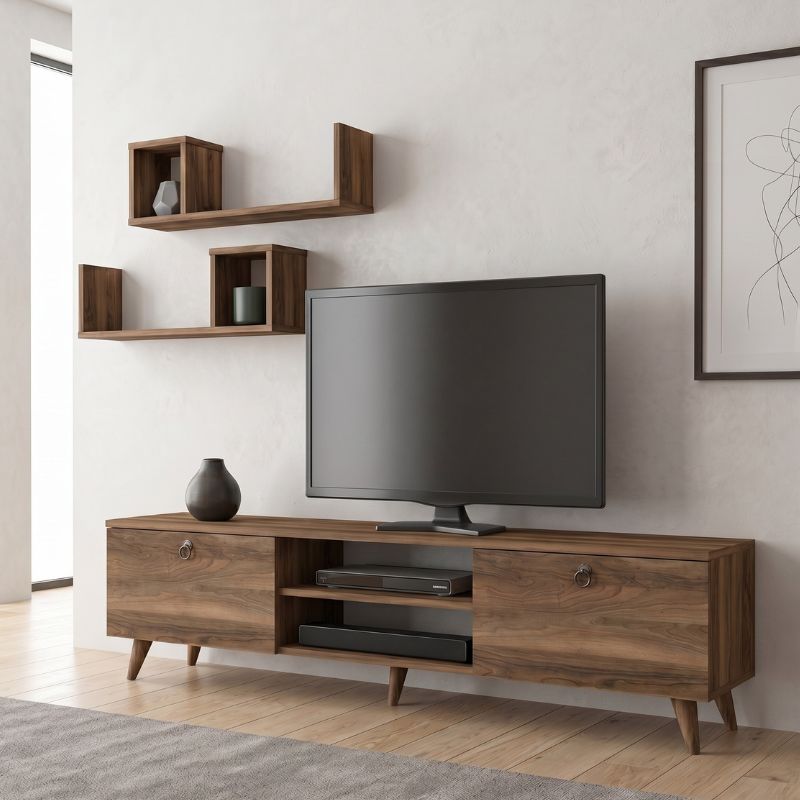 Έπιπλο τηλεόρασης Seddra  χρώμα καρυδί 180x31,5x45εκ. - Pakobazaar