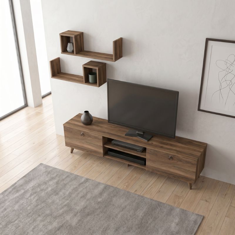 Έπιπλο τηλεόρασης Seddra  χρώμα καρυδί 180x31,5x45εκ. - Pakobazaar