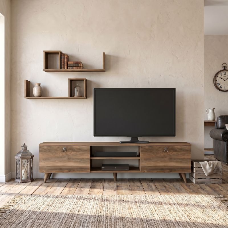 Έπιπλο τηλεόρασης Seddra  χρώμα καρυδί 180x31,5x45εκ. - Pakobazaar