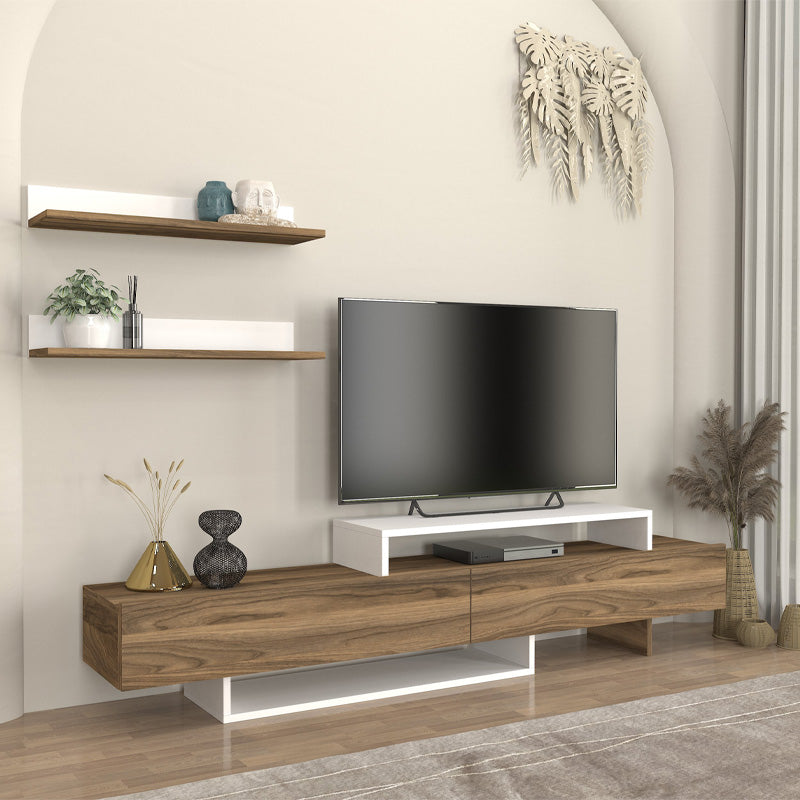 Έπιπλο τηλεόρασης Nirvana  χρώμα καρυδί - λευκό 180x31,3x41,7εκ.