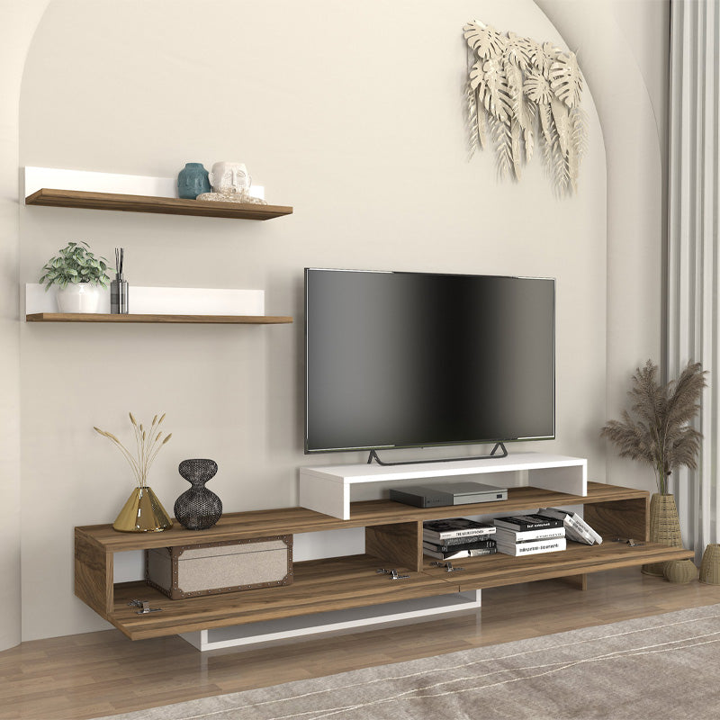 Έπιπλο τηλεόρασης Nirvana  χρώμα καρυδί - λευκό 180x31,3x41,7εκ.