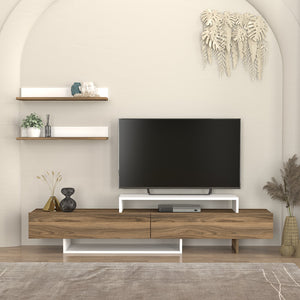 Έπιπλο τηλεόρασης Nirvana  χρώμα καρυδί - λευκό 180x31,3x41,7εκ.