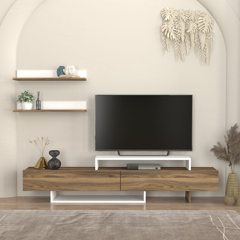 Έπιπλο τηλεόρασης Nirvana  χρώμα καρυδί - λευκό 180x31,3x41,7εκ.
