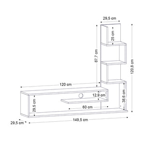 Έπιπλο τηλεόρασης Metehan  χρώμα λευκό - sapphire oak 149,5x29,5x120εκ.