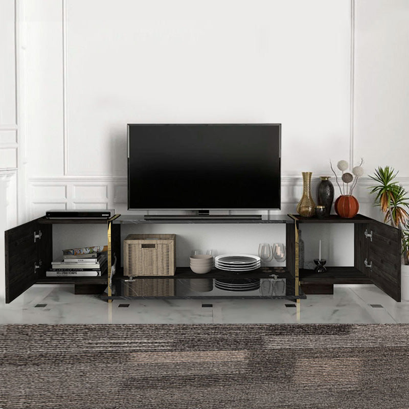 Έπιπλο τηλεόρασης Veyron  χρώμα μαύρο rebab - μαύρο εφέ μαρμάρου 180x32,3x45εκ.