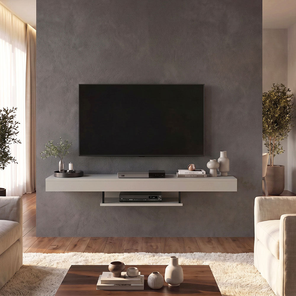 Έπιπλο τηλεόρασης επιτοίχιο Albares  με LED χρώμα sandstone 150x29,6x22εκ.