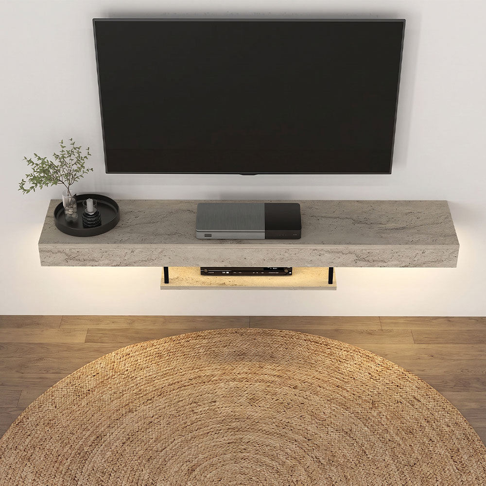 Έπιπλο τηλεόρασης επιτοίχιο Albares  με LED χρώμα travertine 150x29,6x22εκ.