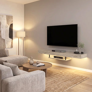 Έπιπλο τηλεόρασης επιτοίχιο Albares  με LED χρώμα travertine 150x29,6x22εκ.