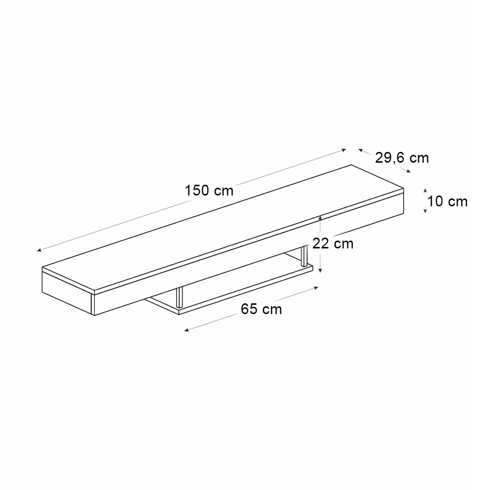 Έπιπλο τηλεόρασης επιτοίχιο Albares  με LED χρώμα travertine 150x29,6x22εκ.