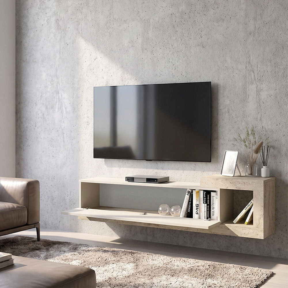Έπιπλο τηλεόρασης επιτοίχιο Volare  χρώμα sandstone - travertine 150x29,6x38,6εκ.
